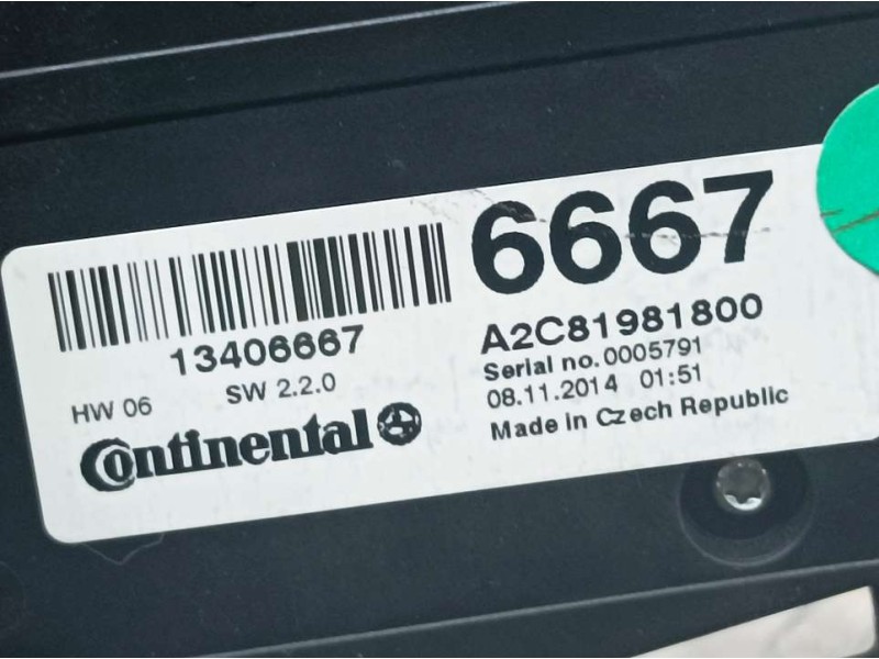 Recambio de mando radio para opel zafira tourer excellence referencia OEM IAM 13406667 A2C81981800 CONTINENTAL