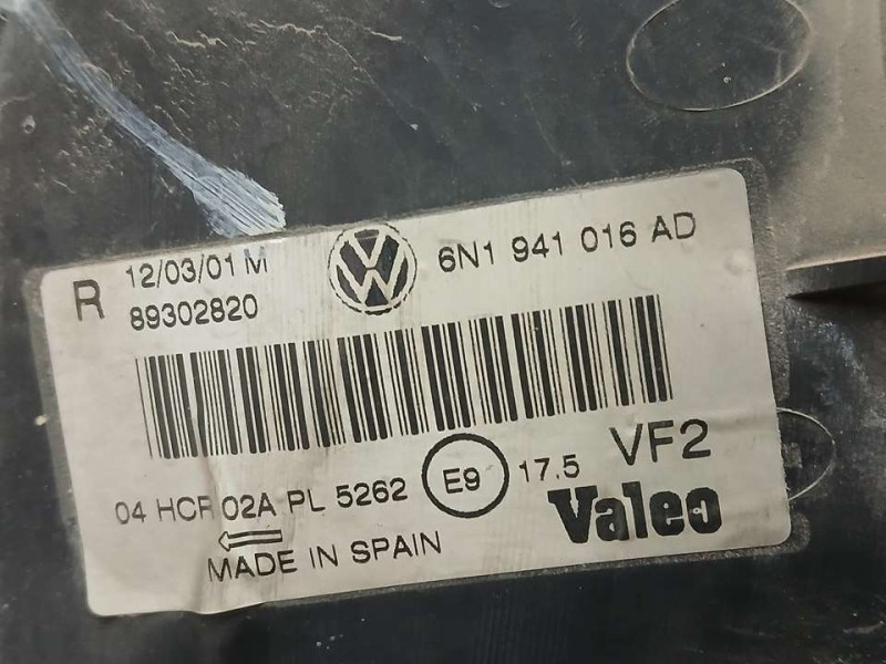Recambio de faro derecho para volkswagen polo berlina (6n2) trendline referencia OEM IAM 6N1941016AD 89302820 VALEO