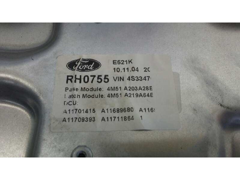 Recambio de elevalunas delantero derecho para ford focus berlina (cak) 1.6 16v cat referencia OEM IAM 4M51A219A64E 2 PINS ELECTR