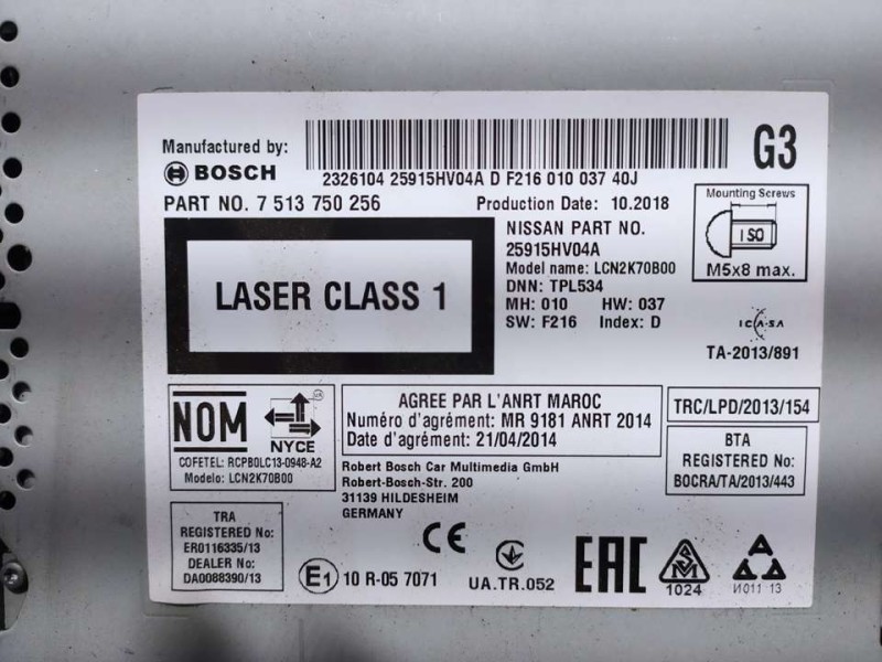 Recambio de sistema navegacion gps para nissan qashqai (j11) acenta referencia OEM IAM 25915HV04A 751750256 BOSCH-CLAVIJA TOCADA