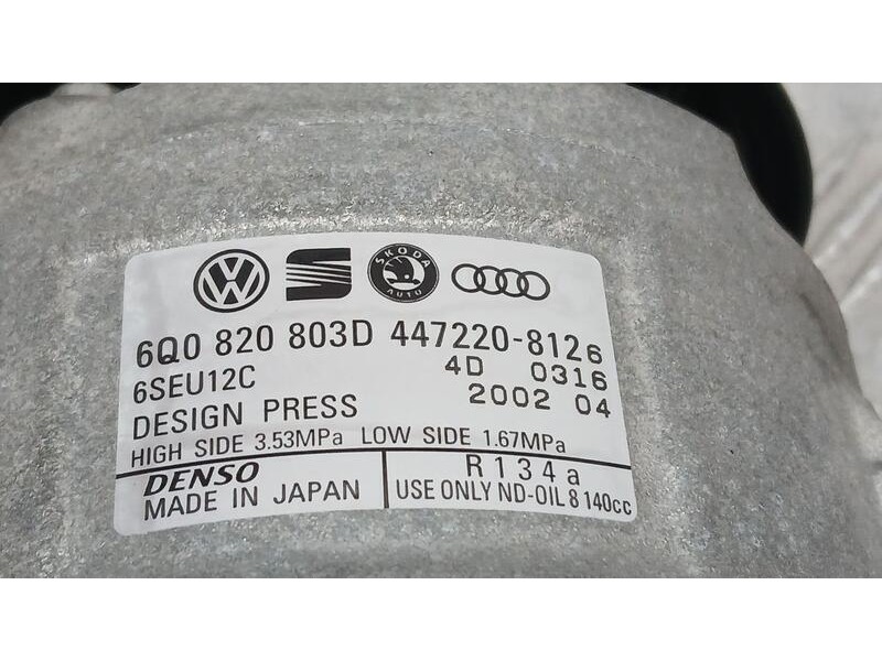 Recambio de compresor aire acondicionado para seat ibiza (6l1) stella referencia OEM IAM 6Q0820803D DENSO 447220812