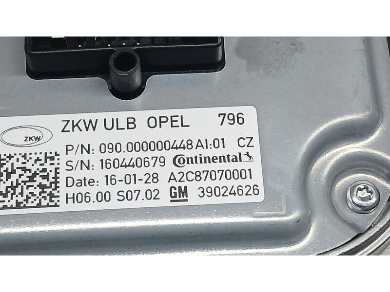 Recambio de centralita faro para opel astra k (b16) 1.4 turbo (68) referencia OEM IAM 39024626 CONTINENTAL A2C87070001