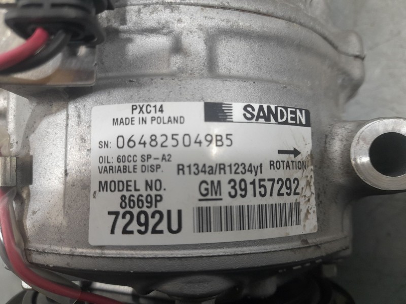 Recambio de compresor aire acondicionado para opel astra k (b16) 1.4 turbo (68) referencia OEM IAM 39157292 8669P SANDEN