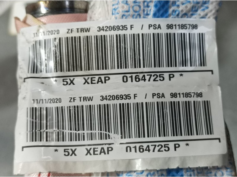 Recambio de airbag cortina delantero derecho para citroën c3 elle referencia OEM IAM 981185798 34206935F ZF TRW