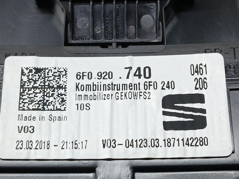 Recambio de cuadro instrumentos para seat ibiza (kj1) reference referencia OEM IAM 6F0920740 VDO CONTINETAL A2C10854900