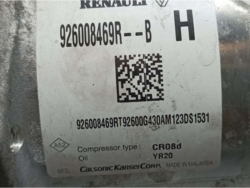 Recambio de compresor aire acondicionado para dacia sandero 1.0 tce 90 referencia OEM IAM 926008469R CR08D CALSONIC KANSEI