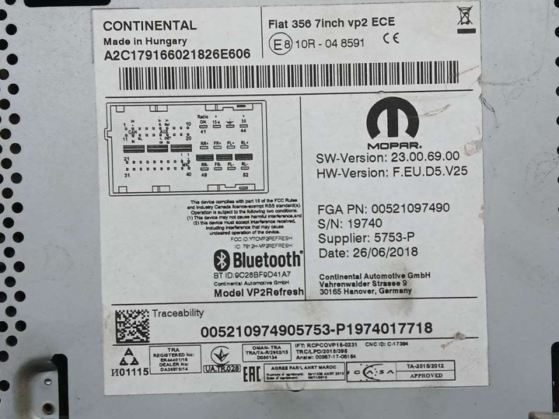 Recambio de modulo electronico para fiat tipo ii (357) berlina easy referencia OEM IAM 521097490 A2C179166022826E606 SISTEMA AUD
