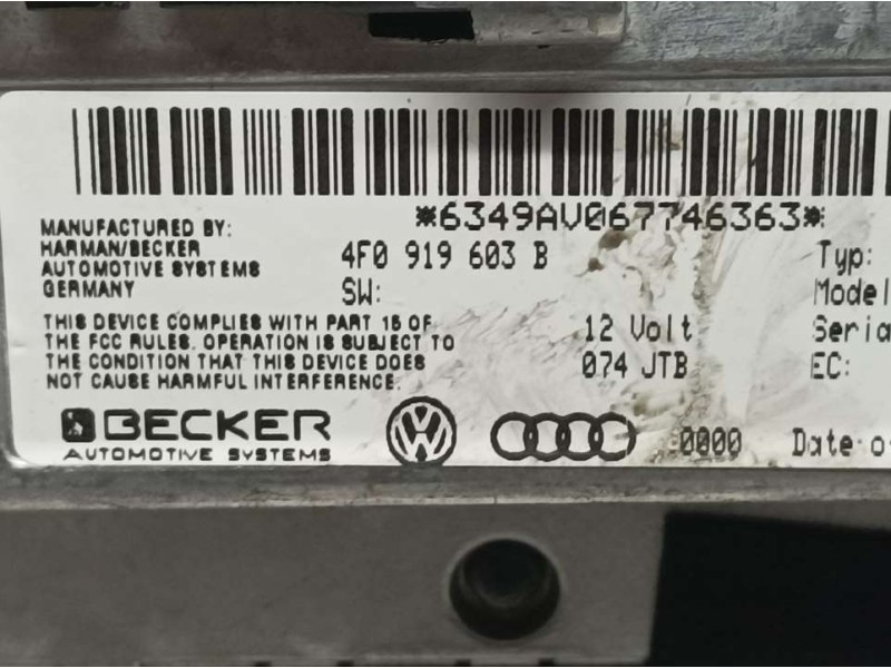 Recambio de sistema navegacion gps para audi a6 berlina (4f2) 2.0 tdi referencia OEM IAM 4F0919603B  BECKER