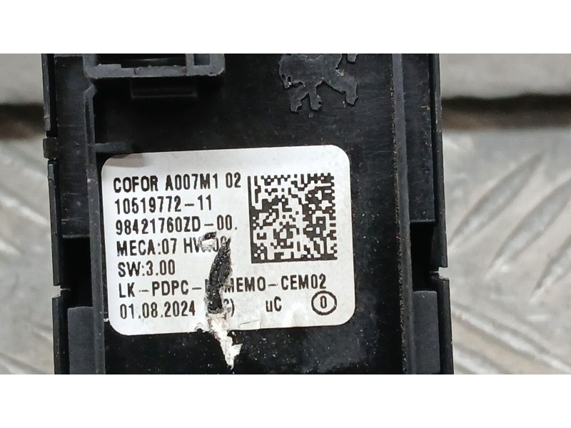 Recambio de mando elevalunas delantero izquierdo para jeep avenger (j2) electric referencia OEM IAM 98421760ZD C/ MANDO RETROVIS