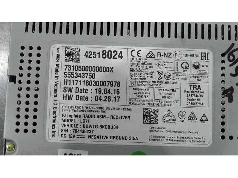 Recambio de sistema navegacion gps para opel mokka x selective star/stop referencia OEM IAM 42518024  