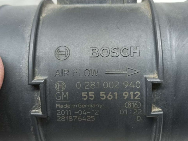 Recambio de caudalimetro para opel astra j lim. selective referencia OEM IAM 55561912 0281002940 BOSCH