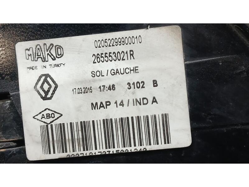 Recambio de piloto trasero izquierdo para renault clio iv business referencia OEM IAM 265553021R EXTERIOR MAKO 02052299900010