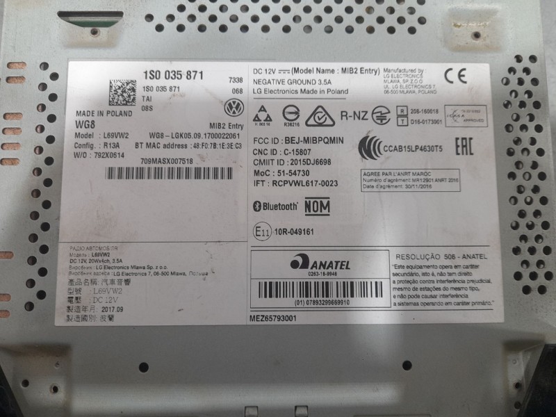 Recambio de sistema audio / radio para volkswagen up! (122) high up! bmt referencia OEM IAM 2015DJ6698  