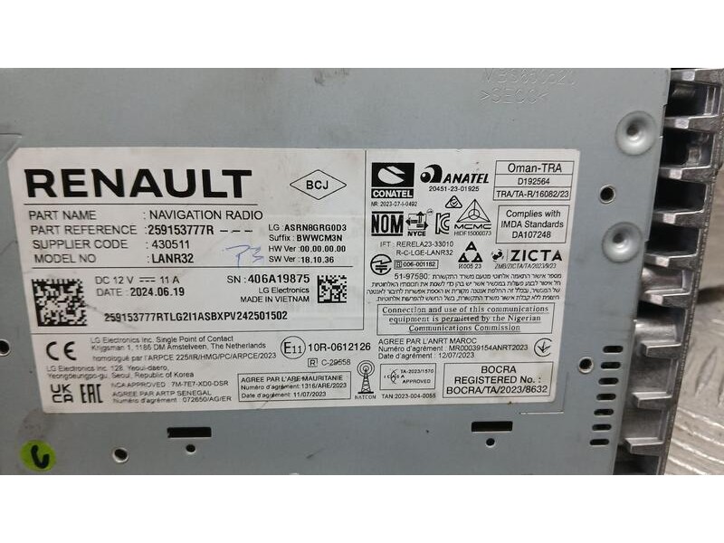 Recambio de sistema audio / radio para renault captur ii evolution referencia OEM IAM 259153777R  430511