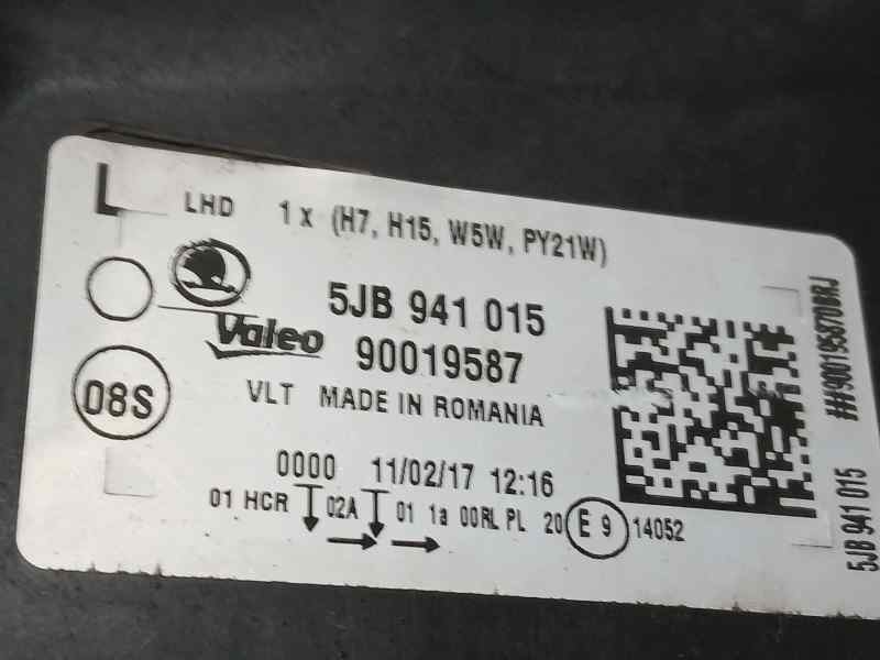 Recambio de faro izquierdo para skoda rapid ambition referencia OEM IAM 5JB941015 90019587 VALEO