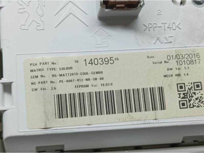 Recambio de cuadro instrumentos para peugeot 2008 (--.2013) allure referencia OEM IAM 9814699380  
