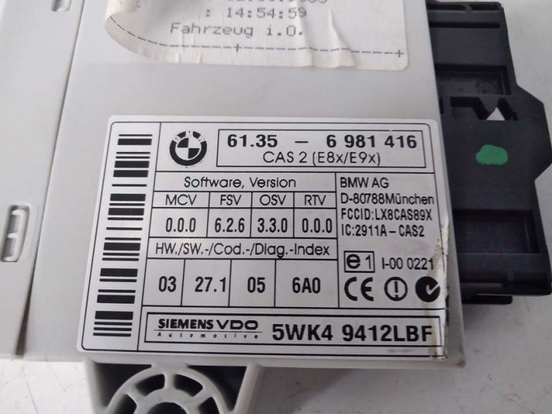 Recambio de modulo electronico para bmw serie 5 berlina (e60) 520d referencia OEM IAM 61356981416 5WK49412LBF 