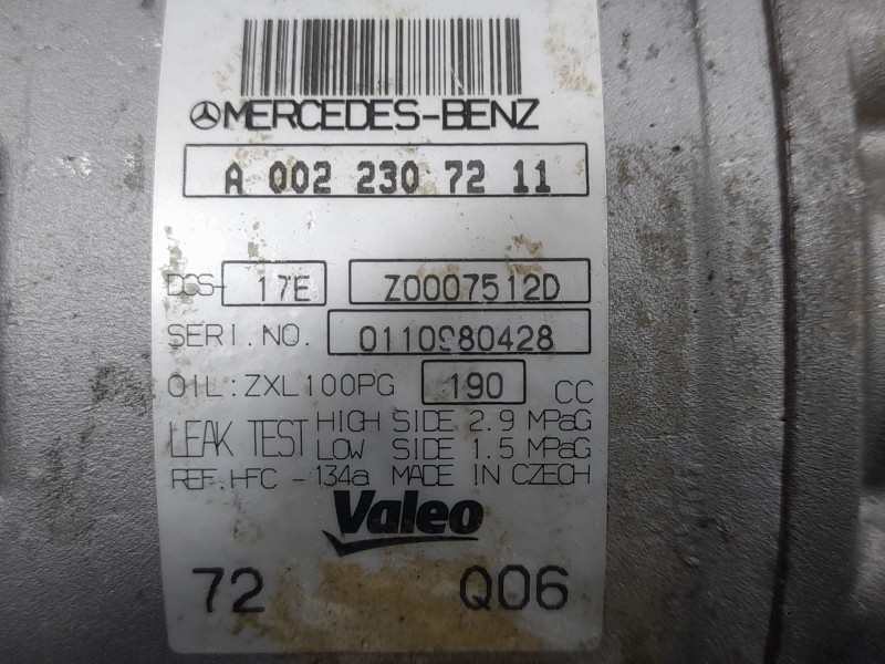 Recambio de compresor aire acondicionado para mercedes-benz vito / mixto furgoneta (w639) 110 cdi (639.601, 639.603, 639.605) re