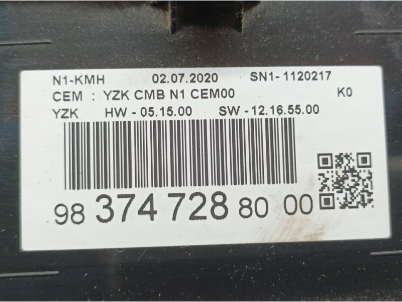 Recambio de cuadro instrumentos para citroën jumpy furgon control m referencia OEM IAM 9837472880  