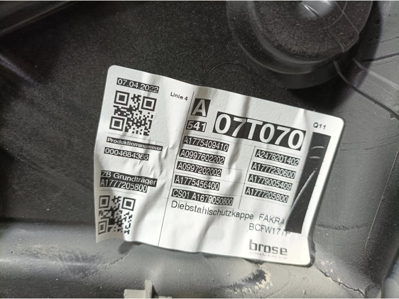 Recambio de elevalunas delantero derecho para mercedes-benz clase a (bm 177) a 180 (177.084) referencia OEM IAM A17754099410  EL