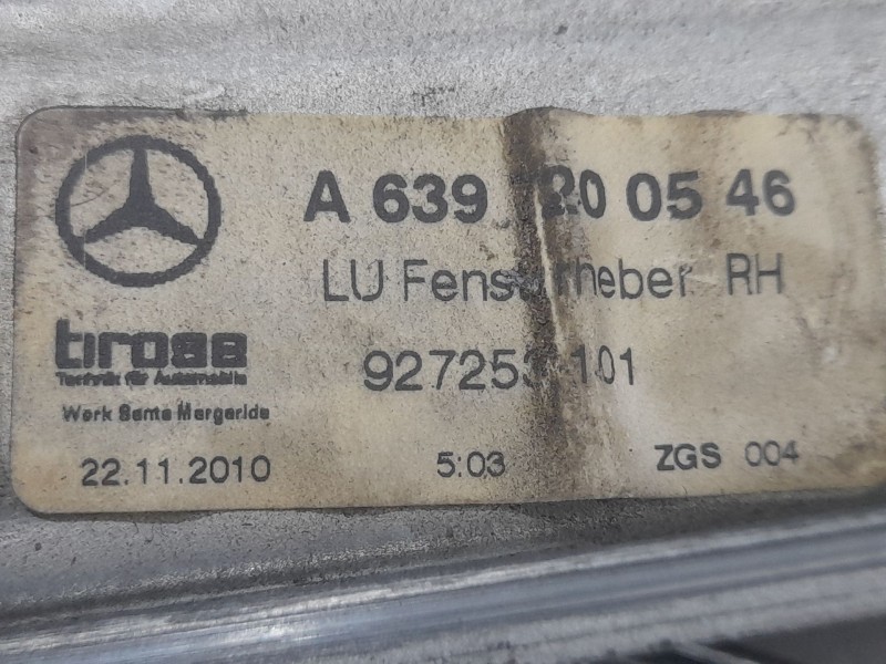 Recambio de elevalunas delantero derecho para mercedes-benz vito / mixto furgoneta (w639) 110 cdi (639.601, 639.603, 639.605) re