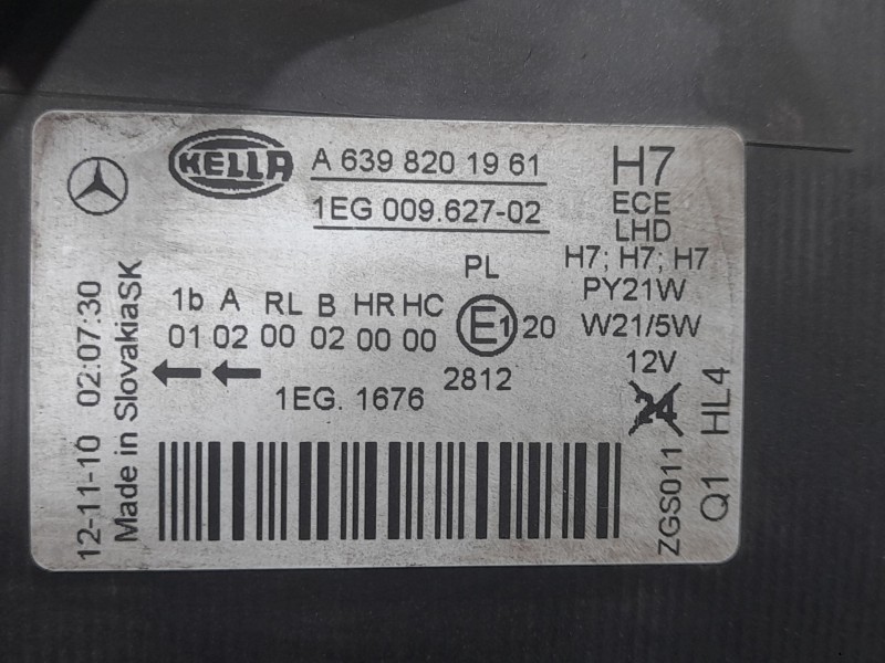 Recambio de faro derecho para mercedes-benz vito / mixto furgoneta (w639) 110 cdi (639.601, 639.603, 639.605) referencia OEM IAM