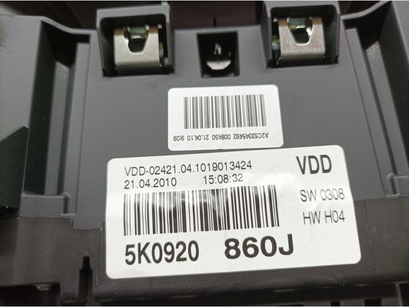 Recambio de cuadro instrumentos para volkswagen golf vi (5k1) rabbit bluemotion referencia OEM IAM A2C53371845  VDO