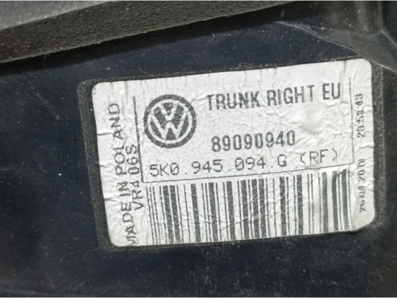 Recambio de piloto trasero derecho para volkswagen golf vi (5k1) rabbit bluemotion referencia OEM IAM 5K0945094G  INTERIOR