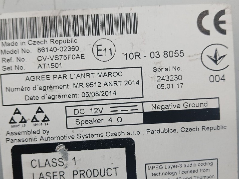 Recambio de sistema navegacion gps para toyota auris hybrid active referencia OEM IAM 8614002360  CVVS75F0AE