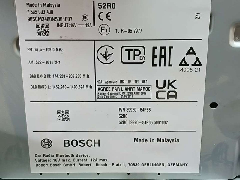 Recambio de sistema navegacion gps para suzuki vitara hybrid referencia OEM IAM 3992054P65 7505003400 BOSCH