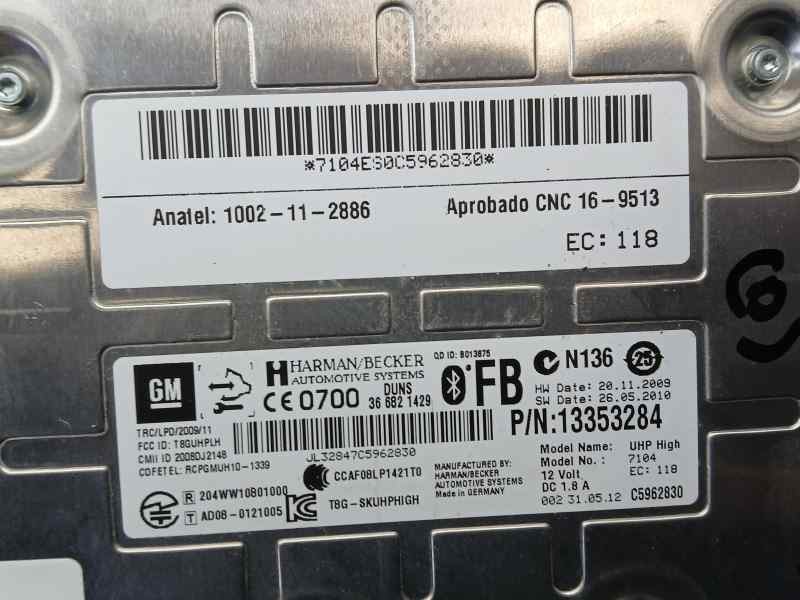 Recambio de modulo bluetooth para opel astra j gtc sportive referencia OEM IAM 13353284 C5962830 HARMAN BECKER