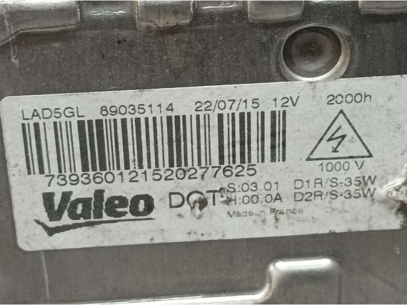 Recambio de centralita faros xenon para peugeot 607 (s2) marfil pack referencia OEM IAM 89035114  VALEO