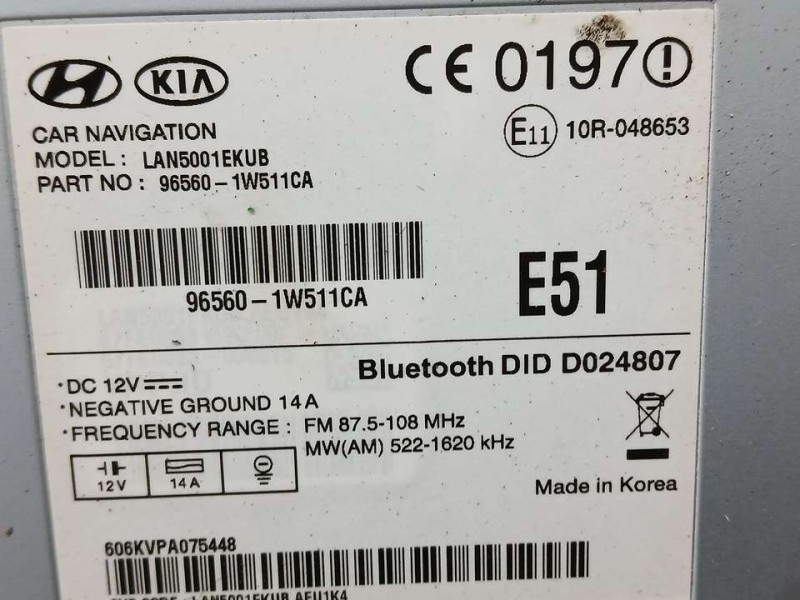 Recambio de sistema navegacion gps para kia rio concept referencia OEM IAM 965601W511CA LAN50001EKUB CON TARJETA