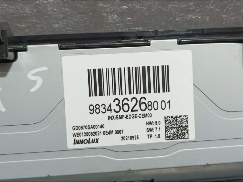 Recambio de pantalla multifuncion para peugeot 308 gt referencia OEM IAM 9834362680 GD0970SA00140 INNOLUX