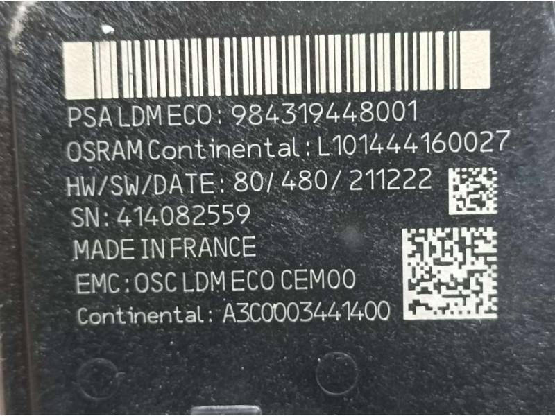 Recambio de centralita faro para peugeot 308 gt referencia OEM IAM 984319448001 A3C0003441400 CONTINENTAL