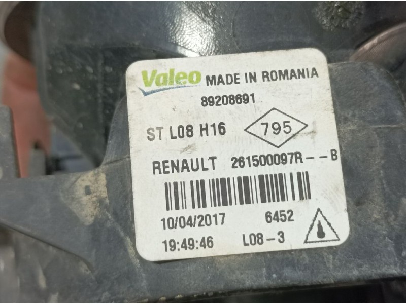 Recambio de faro antiniebla izquierdo para renault kangoo profesional referencia OEM IAM 261500097R VALEO 89208691