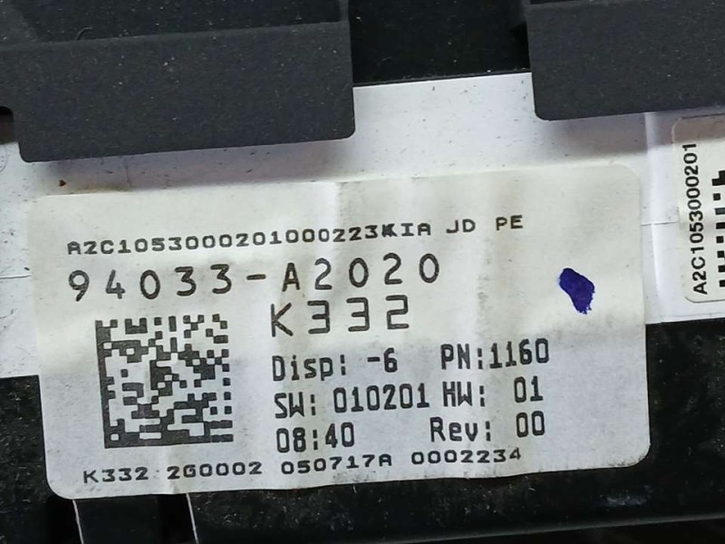 Recambio de cuadro instrumentos para kia cee´d business referencia OEM IAM 94033A2020 A2C1053000 
