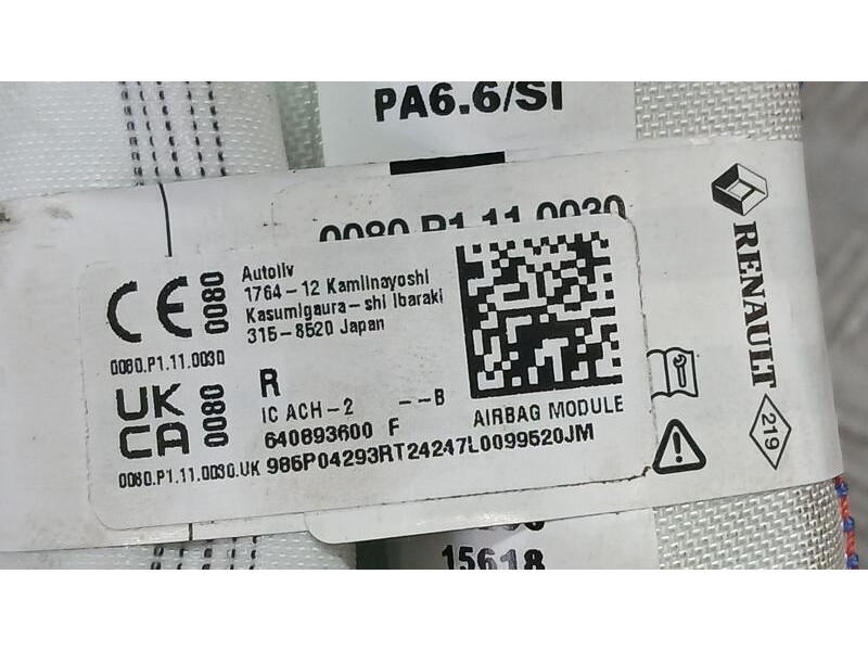 Recambio de airbag cortina delantero derecho para renault captur ii evolution referencia OEM IAM 986P04293R AUTOLIV 640893600