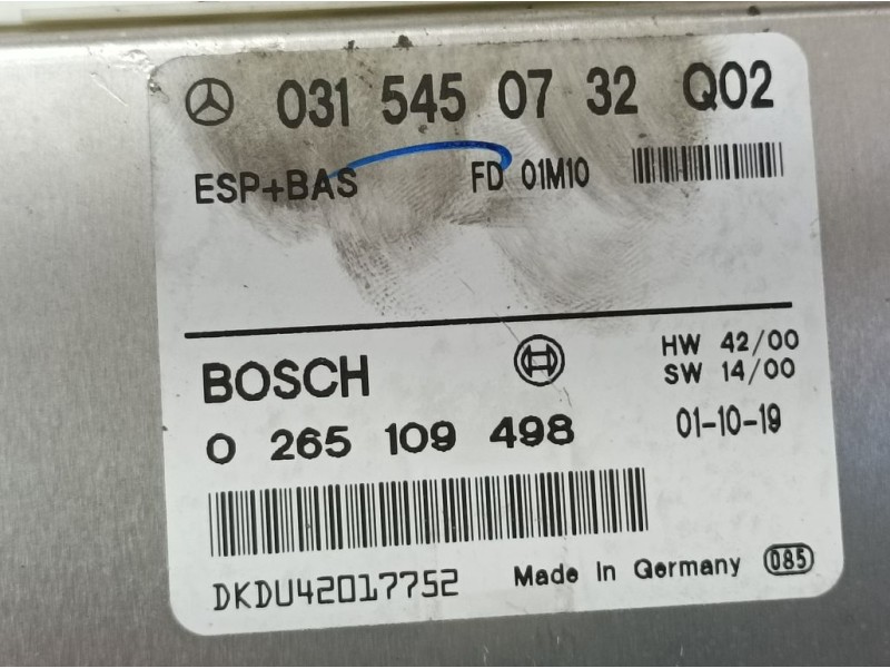 Recambio de centralita abs para mercedes-benz clase e (w210) berlina 240 (210.062) referencia OEM IAM 0315450732 0265109498 BOSC