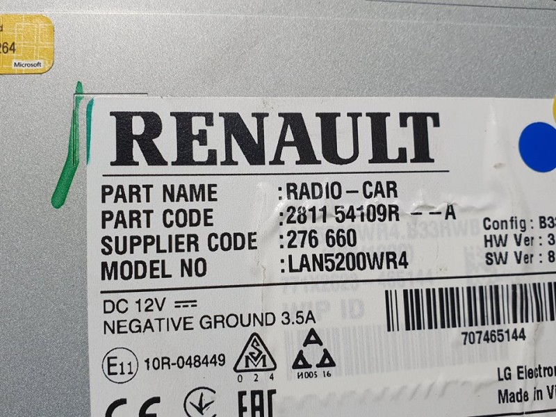 Recambio de sistema navegacion gps para renault captur zen referencia OEM IAM 281154109R 276660 