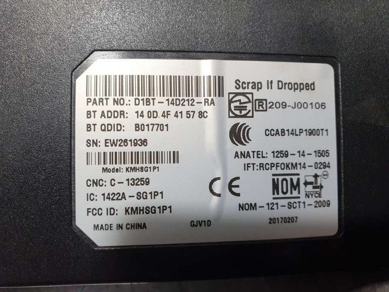 Recambio de modulo electronico para ford ka+ ultimate referencia OEM IAM D1BT14D212RA 1259141505 ANATEL