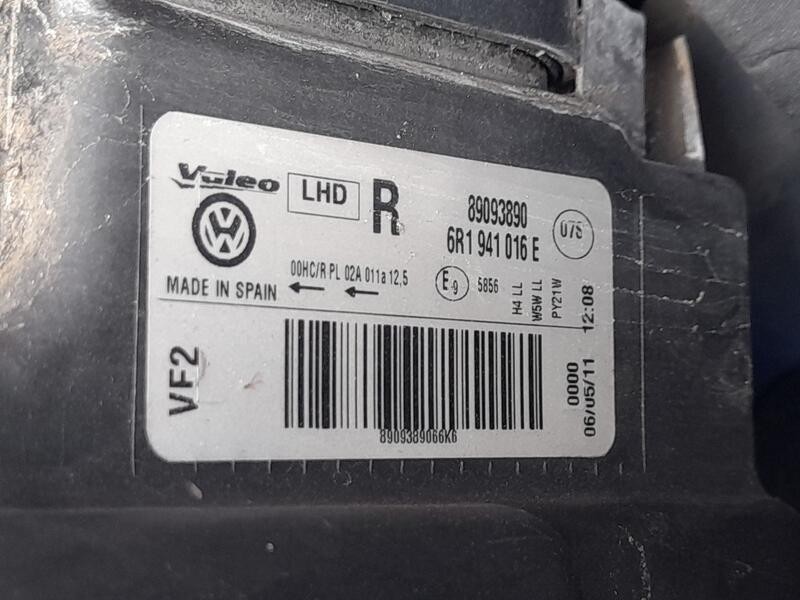 Recambio de faro derecho para volkswagen polo v (6r1, 6c1) 1.4 (6r1) referencia OEM IAM 6R1941016E  