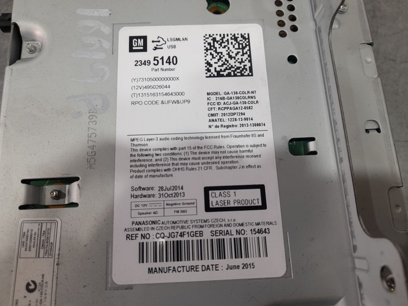 Recambio de sistema audio / radio cd para opel zafira tourer c (p12) 1.6 cdti (75) referencia OEM IAM 23495140 CD600 