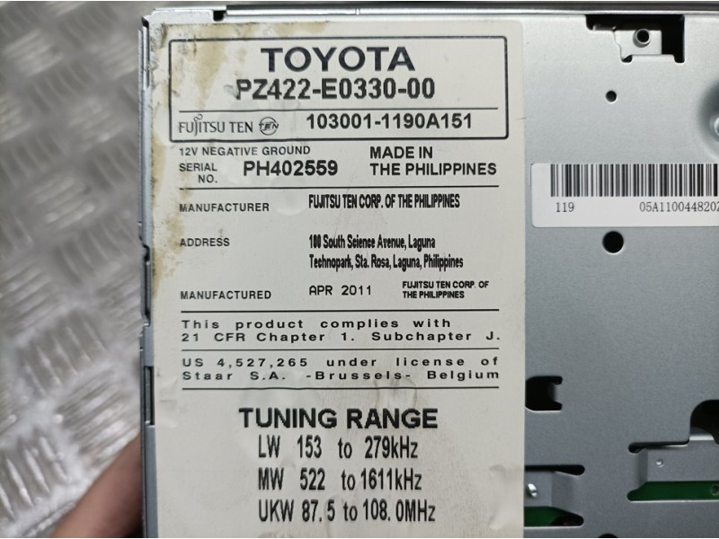 Recambio de sistema navegacion gps para toyota auris edition referencia OEM IAM PZ422E033000 1030011190A151 FUJITSU