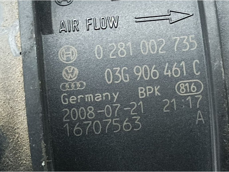 Recambio de caudalimetro para seat exeo berlina (3r2) reference referencia OEM IAM 03G906461C 0281002735 BOSCH