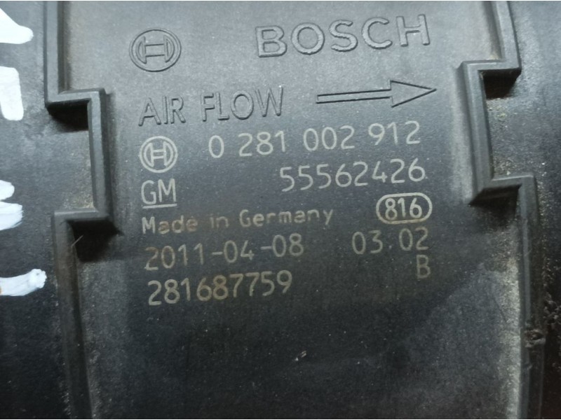 Recambio de caudalimetro para opel insignia berlina cosmo referencia OEM IAM 55562426 0281002912 BOSCH