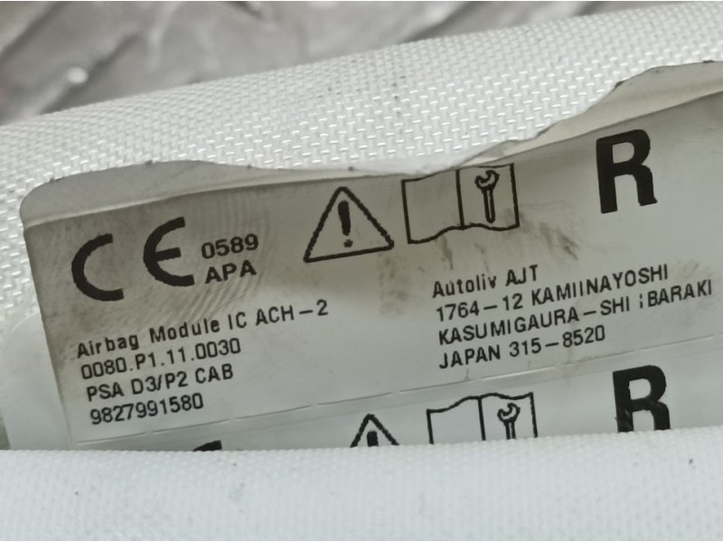 Recambio de airbag cortina delantero derecho para peugeot 208 (p2) active referencia OEM IAM 9827991580  AUTOLIV