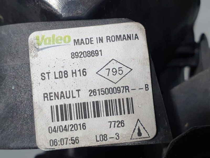 Recambio de faro antiniebla derecho para renault clio iv limited referencia OEM IAM 261500097R 89208691 VALEO