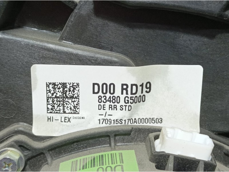 Recambio de elevalunas trasero derecho para kia niro concept plug-in hybrid referencia OEM IAM 83460G5000  ELECTRICO 2 PINS