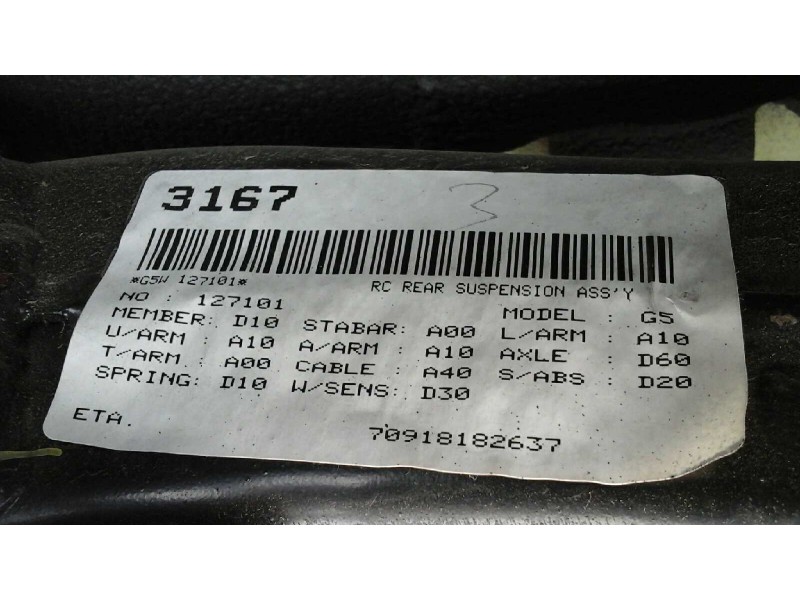 Recambio de puente trasero para kia niro concept plug-in hybrid referencia OEM IAM   C DISCO , ABS , 5 TORNILLOS